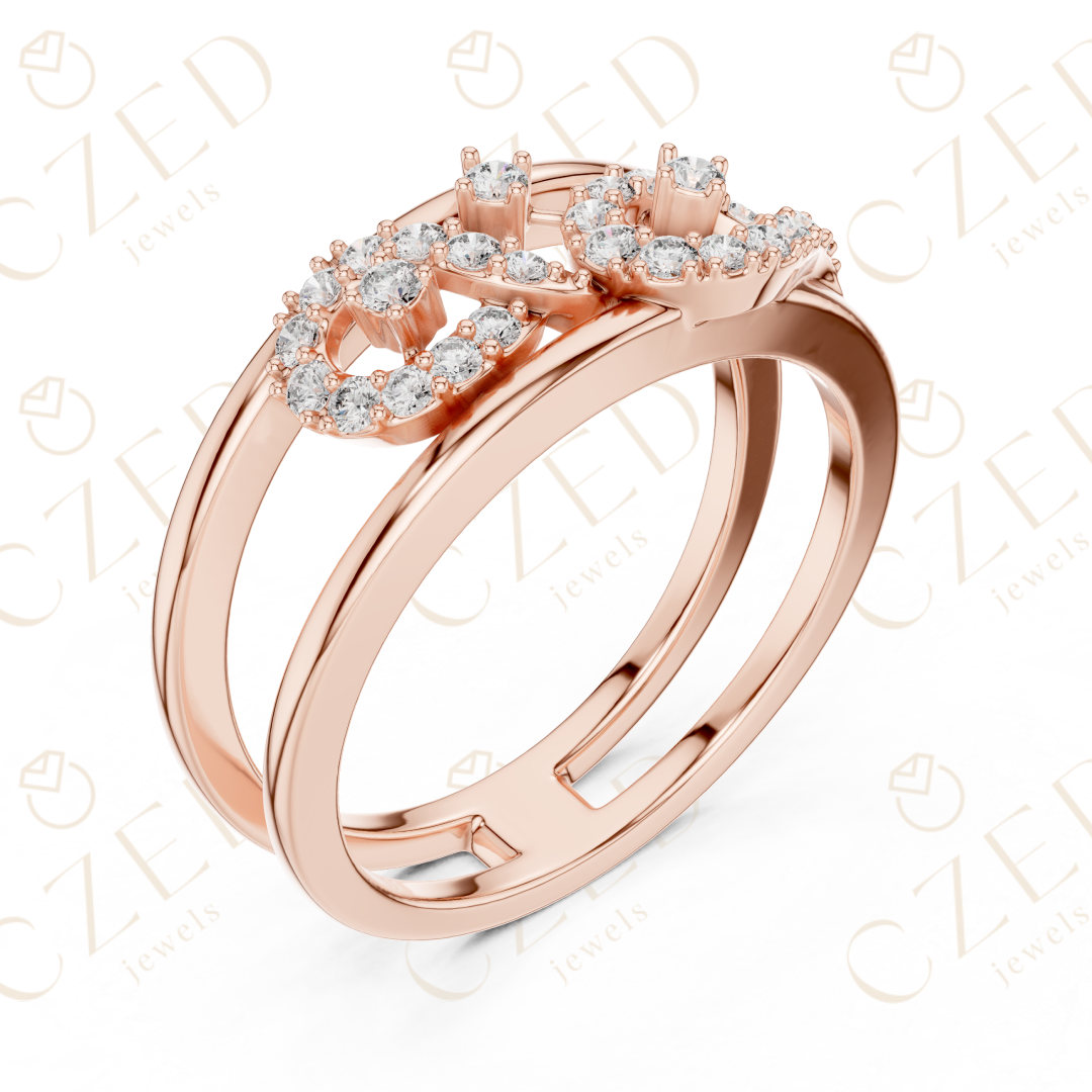 Round Cut Diamond Infinity Twist Pavé Band Ring