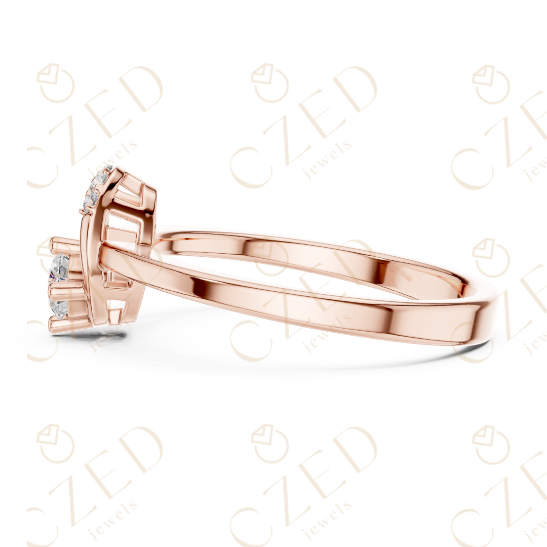 Round Brilliant Solitaire Diamond Ring with Arched Side Accent