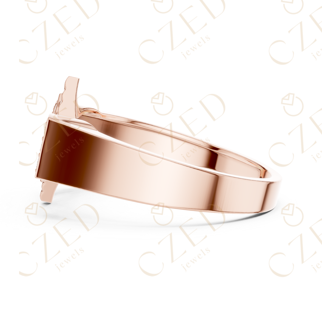 Geometric Diamond Cluster Band Ring with Pavé Panels