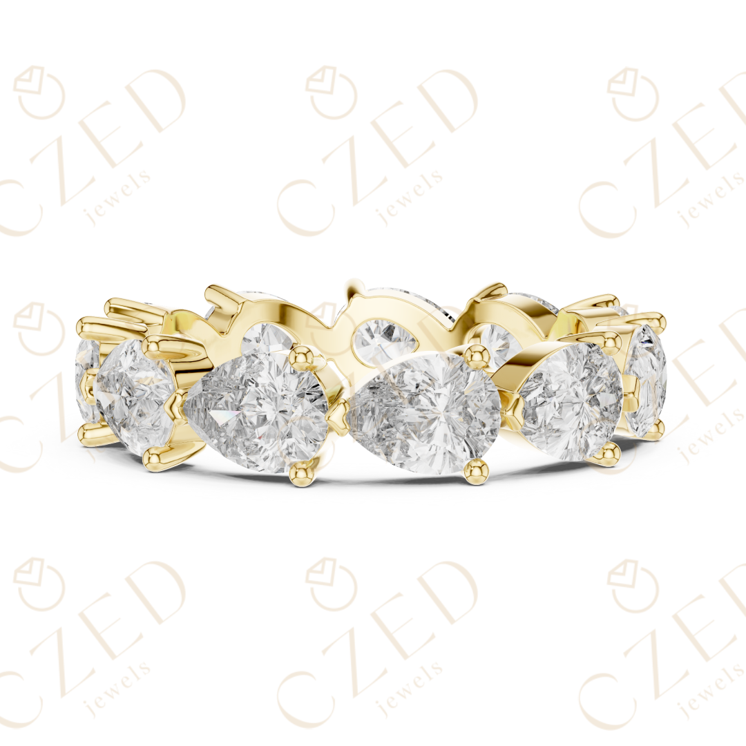 Pear Cut Diamond Eternity Band with Elegant Prong Set Brilliance