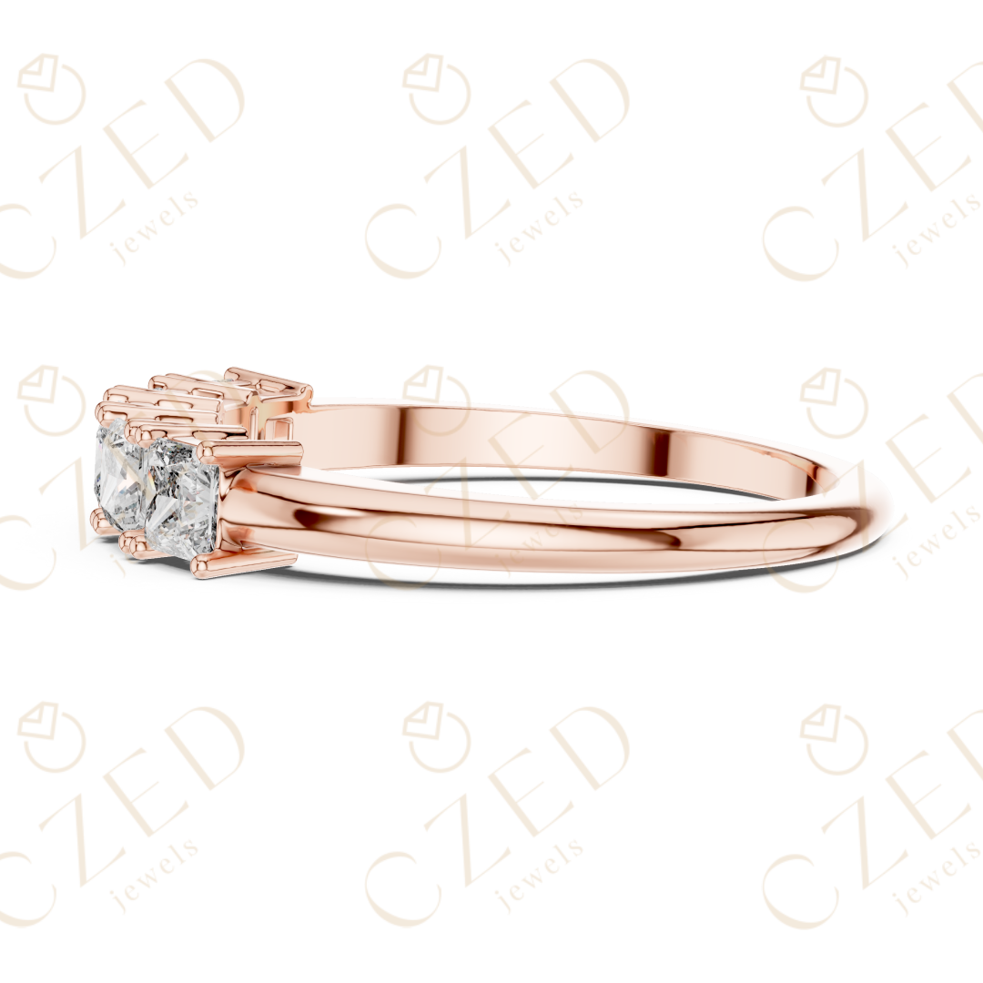 Princess Cut Five Stone Diamond Band with Elegant Linear Design