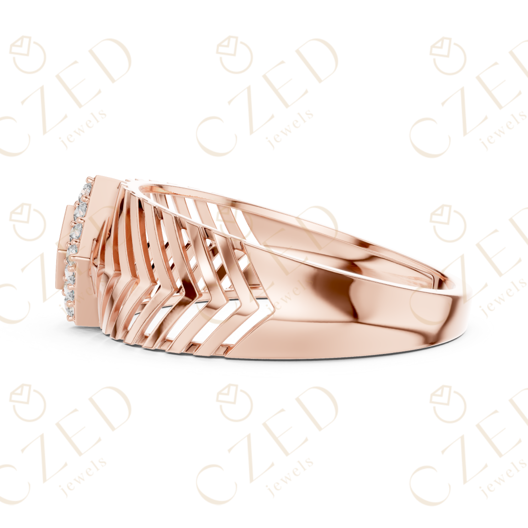 Round Cut Diamond Geometric Panel Band