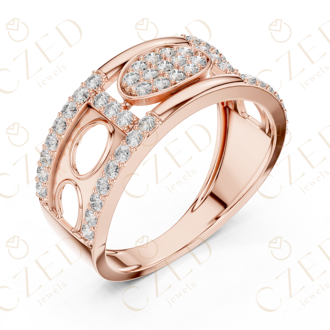 Round Cut Diamond Pavé Panel Men’s Band with Openwork Design