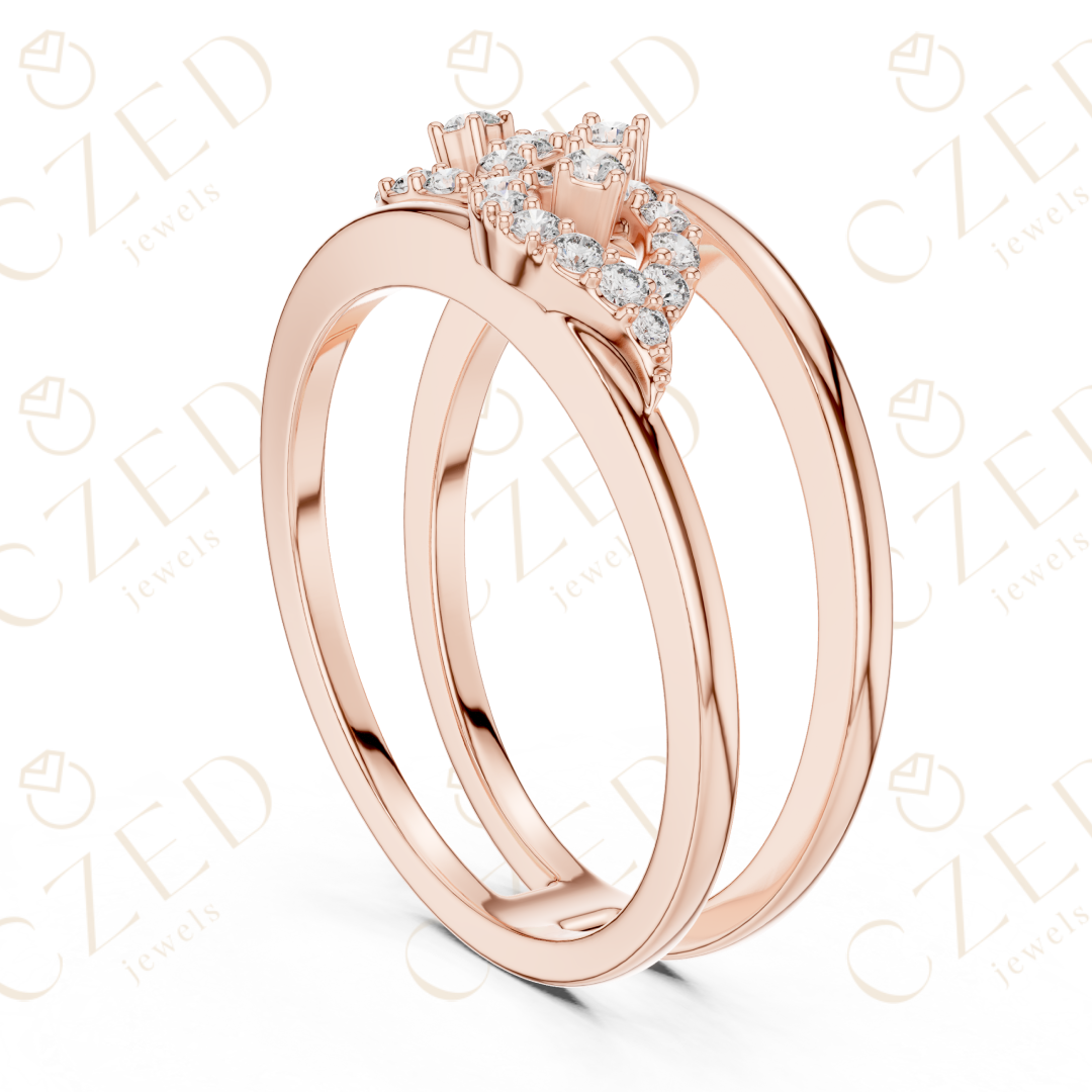 Round Cut Diamond Infinity Twist Pavé Band Ring