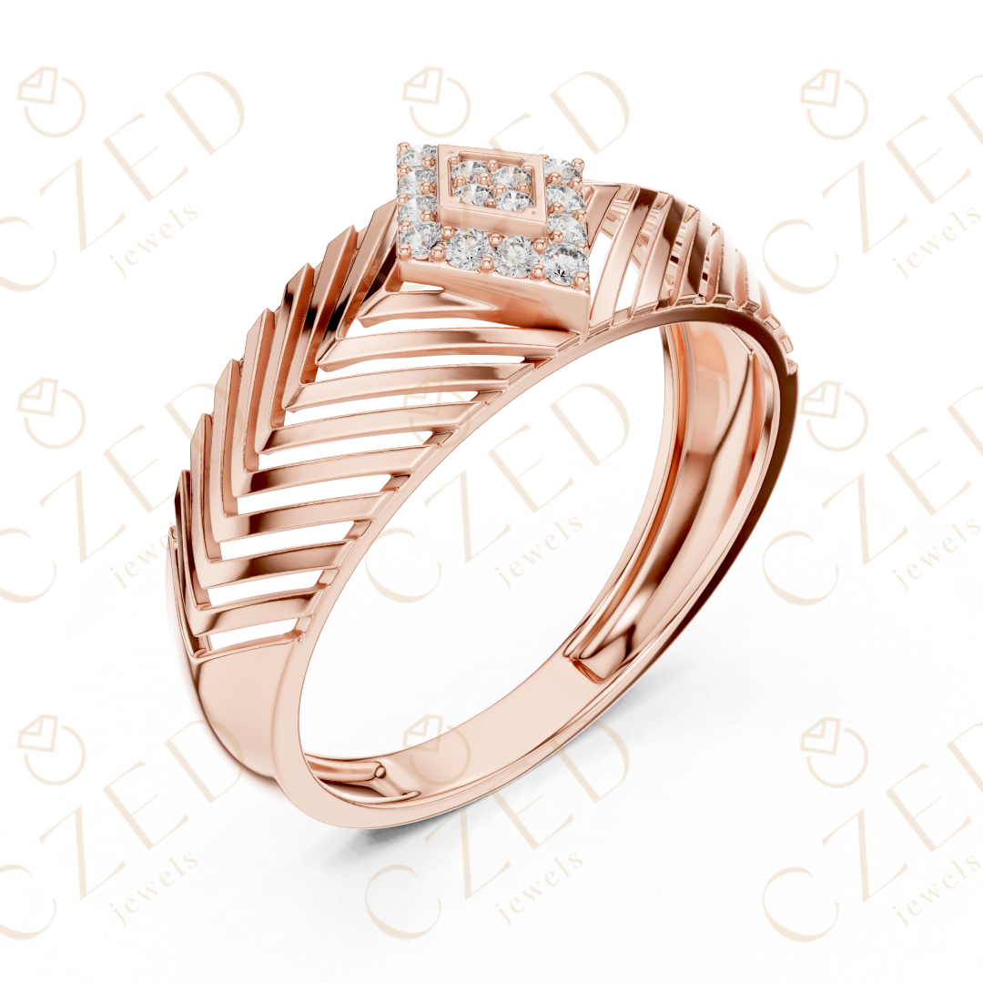 Round Cut Diamond Geometric Panel Band