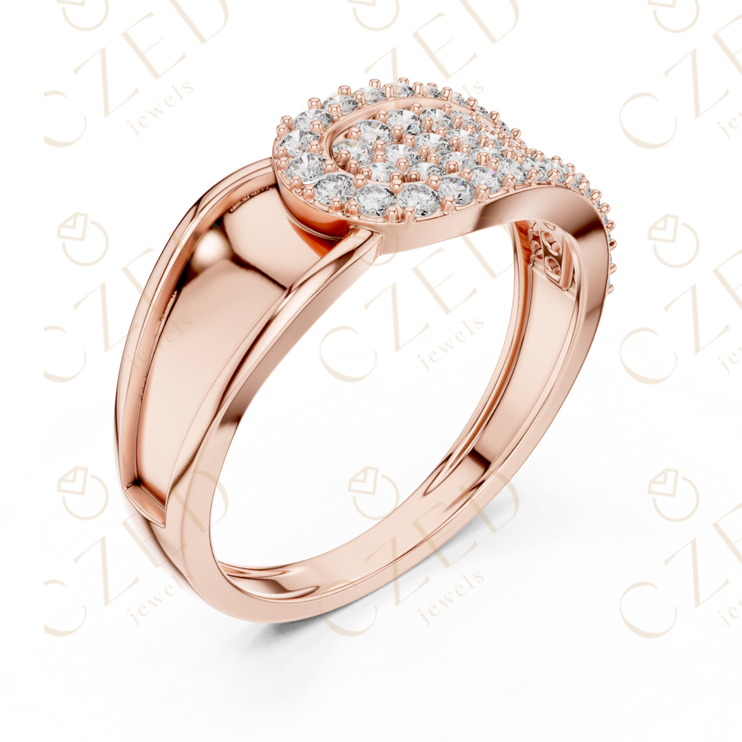 Oval Layered Diamond Cluster Ring with Graduated Pavé Design