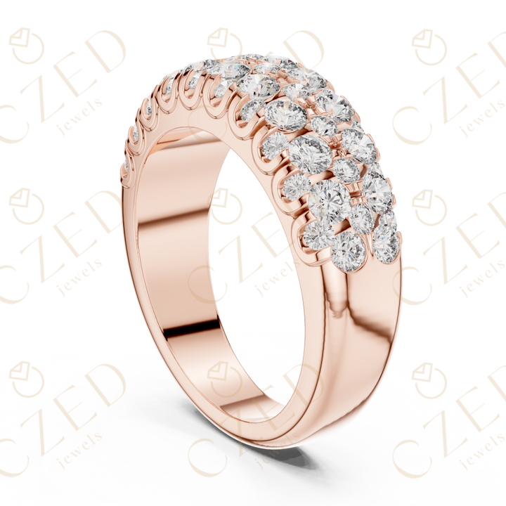 Round Cut Diamond Multi Row Eternity Band Ring