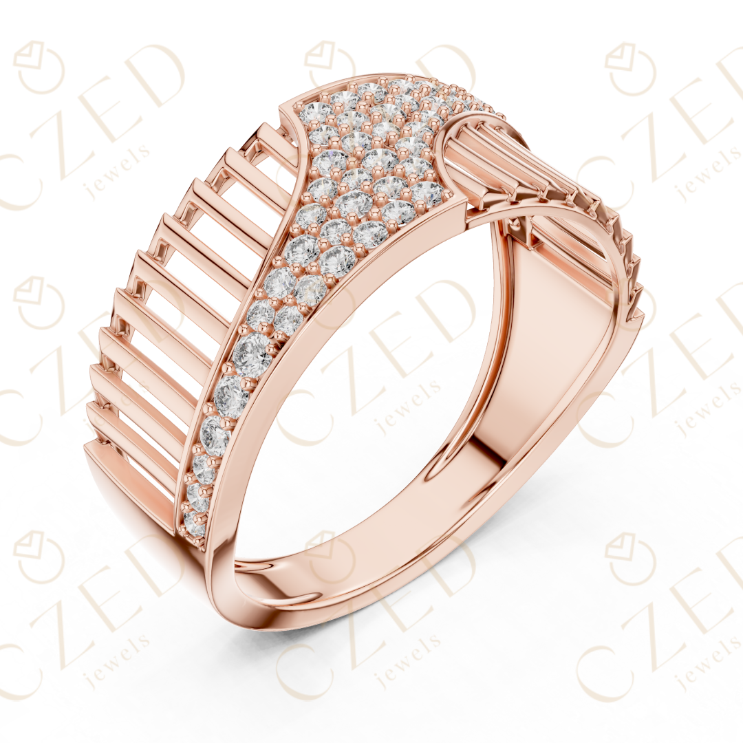 Round Cut Diamond Pavé Twist Openwork Band Ring