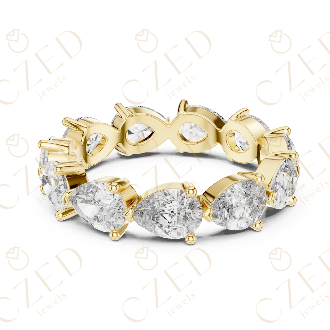 Pear Cut Diamond Eternity Band with Elegant Prong Set Brilliance