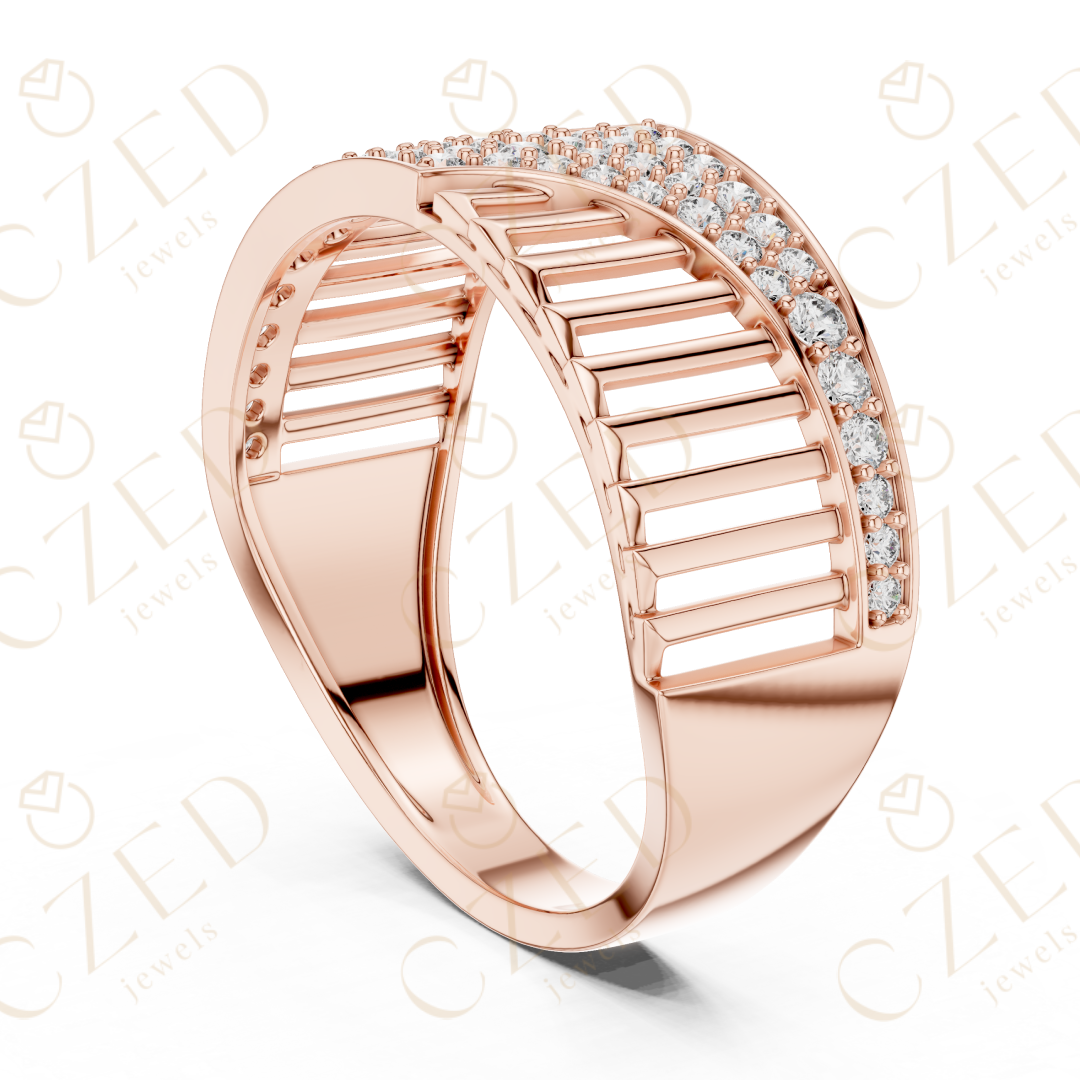 Round Cut Diamond Pavé Twist Openwork Band Ring
