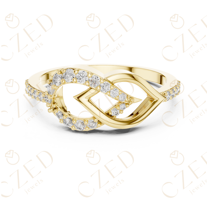 Round Cut Diamond Interlocking Twist Halo Ring