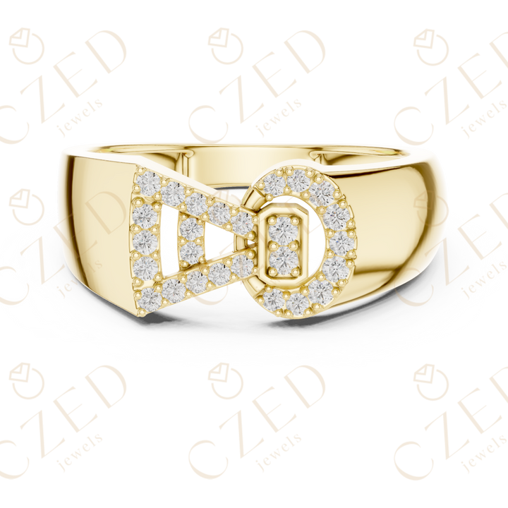 Round Cut Diamond Geometric Interlock Pavé Men’s Band