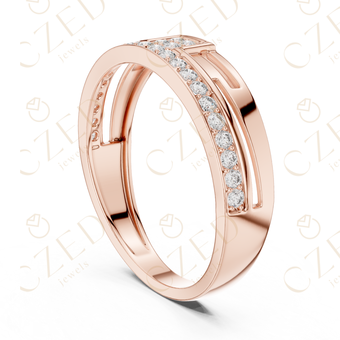 Round Cut Diamond Pavé Panel Men’s Band with Openwork Structure