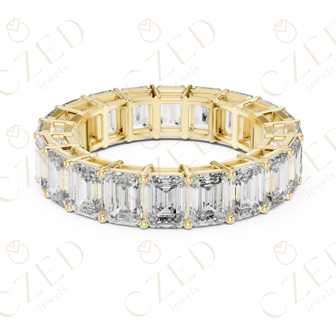 Emerald Cut Diamond Eternity Band Ring with Seamless Brilliance