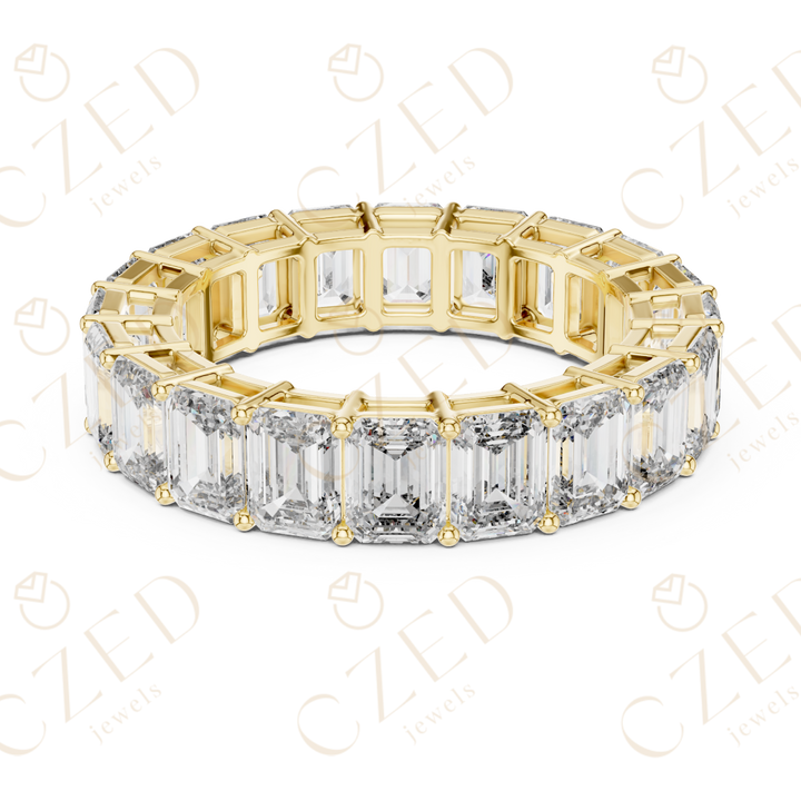 Emerald Cut Diamond Eternity Band Ring with Seamless Brilliance