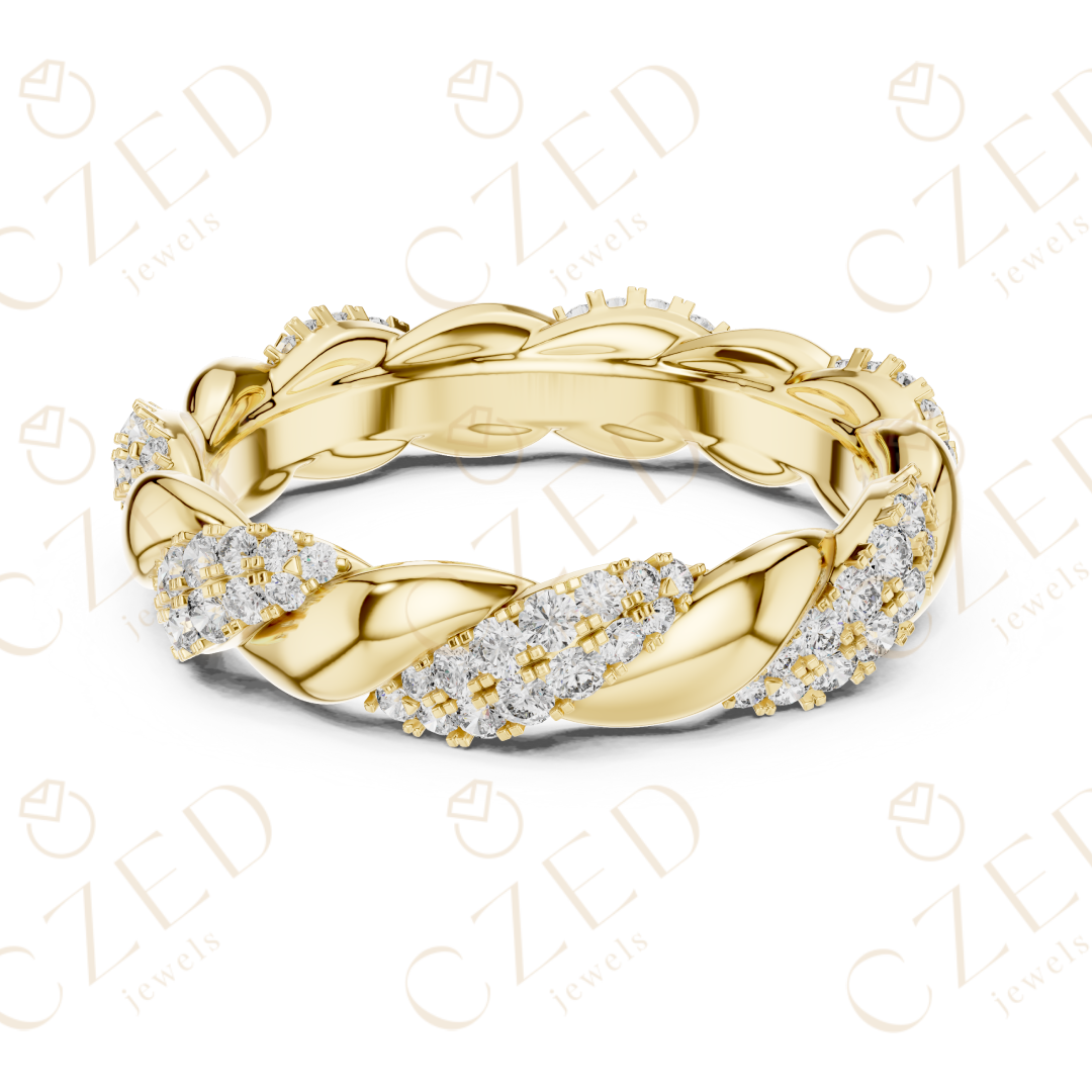 Round Cut Diamond Twisted Eternity Band