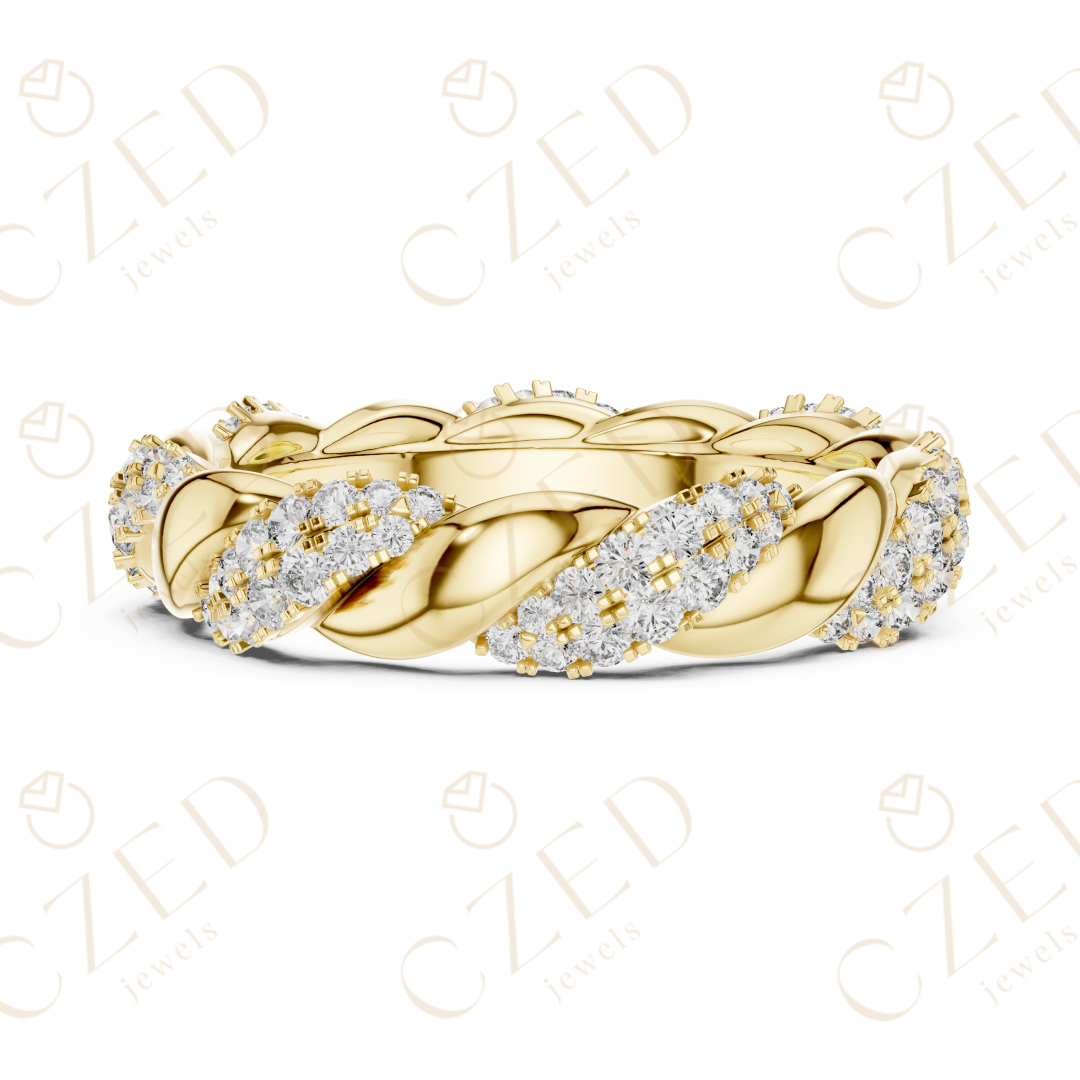 Round Cut Diamond Twisted Eternity Band