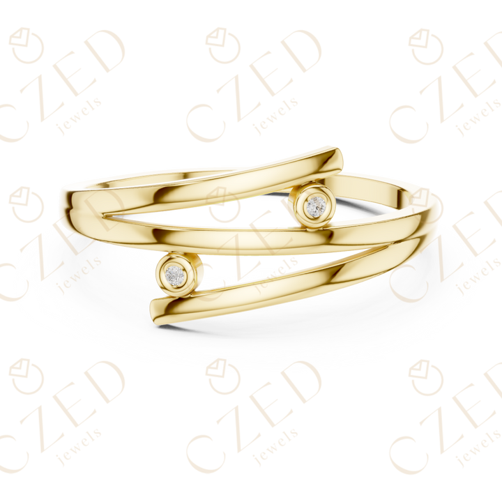 Bezel Set Round Diamond Open Twist Band Ring