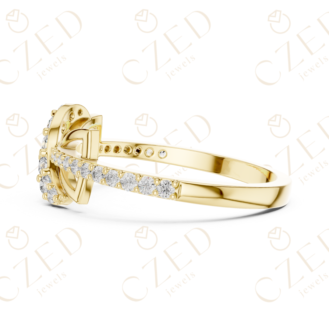 Round Cut Diamond Twist Infinity Fashion Ring with Pavé Accents