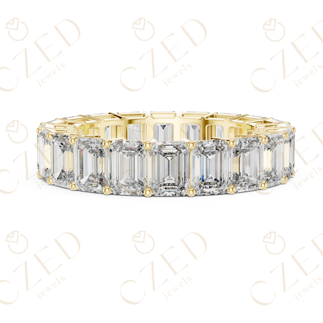 Emerald Cut Diamond Eternity Band Ring with Seamless Brilliance
