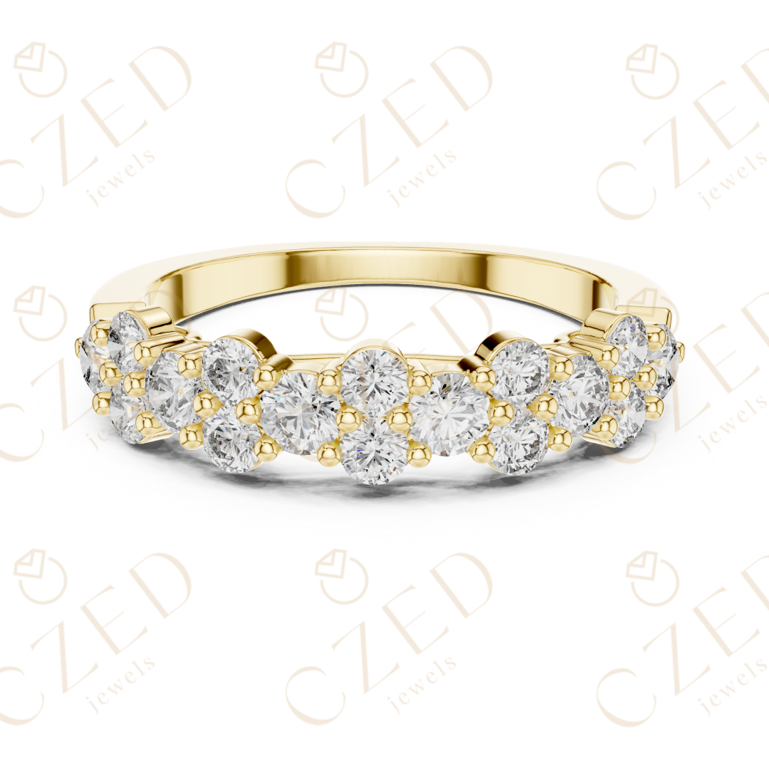 Round Brilliant Diamond Band Ring with Graduated Collet Setting