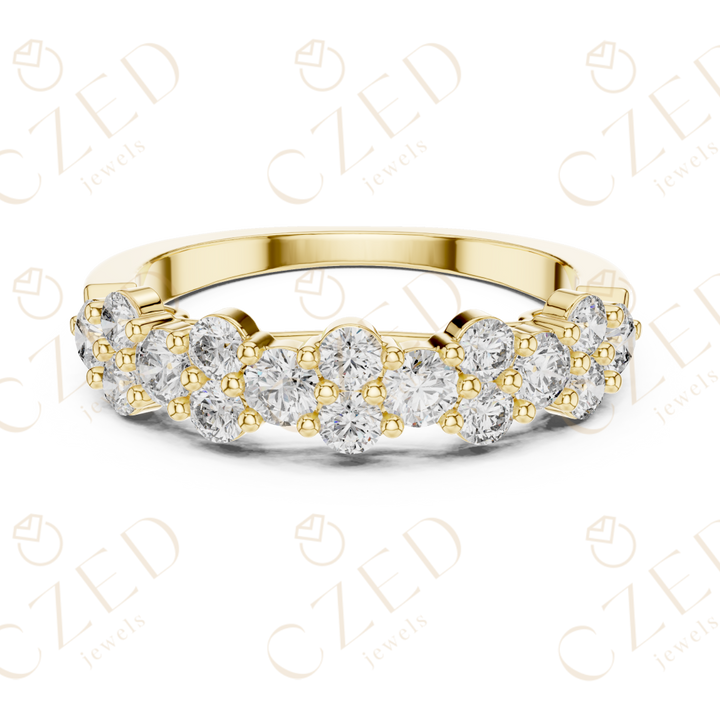 Round Brilliant Diamond Band Ring with Graduated Collet Setting