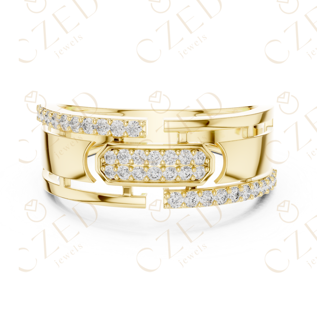 Modern Geometric Round Cut Diamond Statement Band