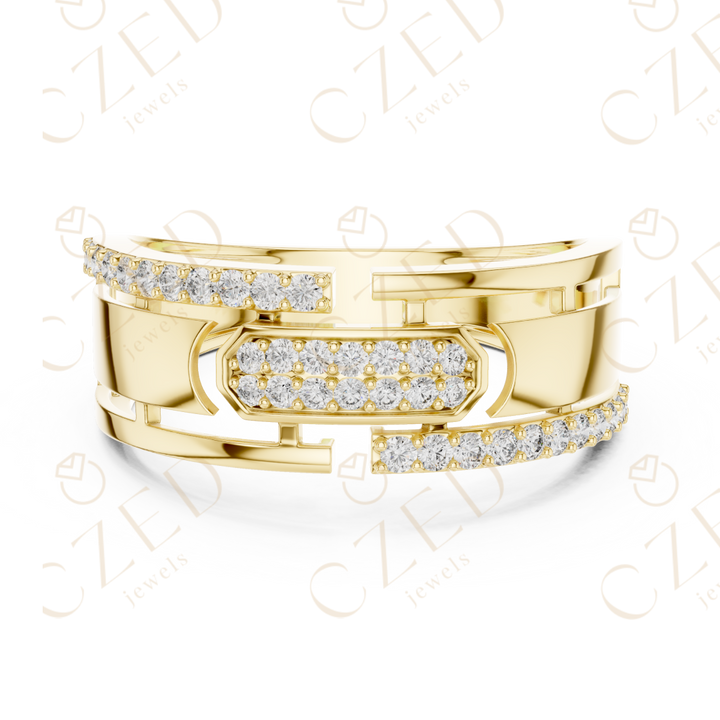 Modern Geometric Round Cut Diamond Statement Band