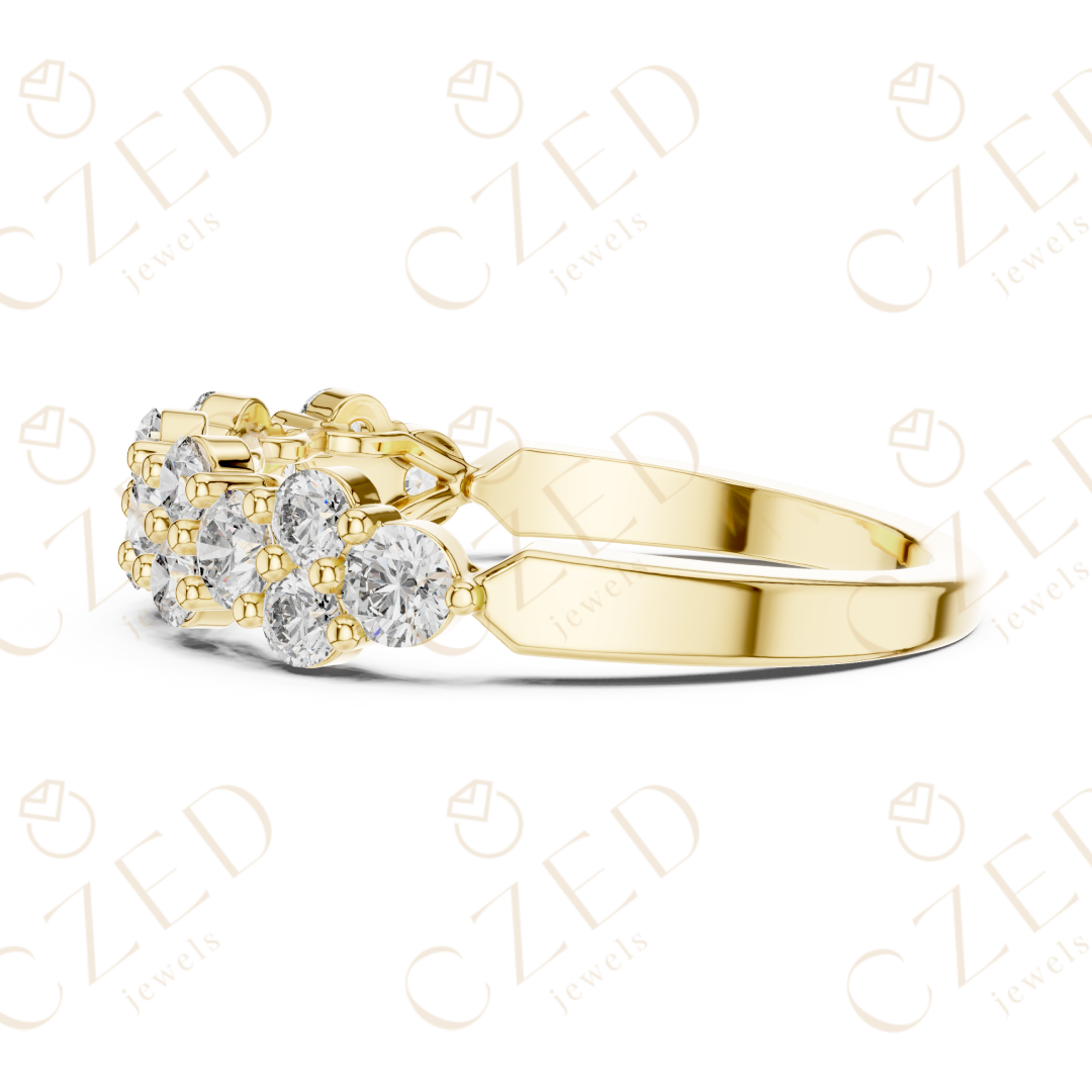 Round Brilliant Diamond Band Ring with Graduated Collet Setting