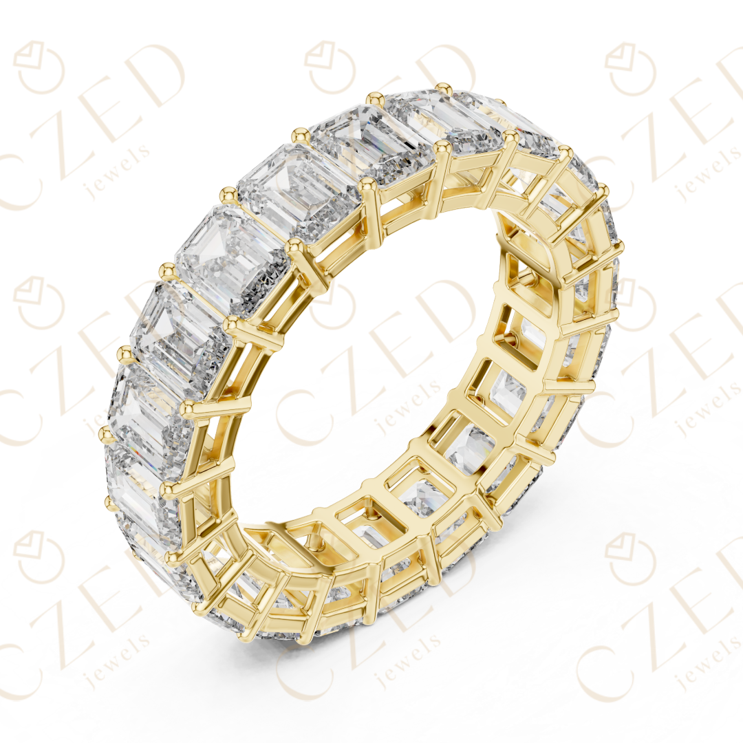 Emerald Cut Diamond Eternity Band Ring with Seamless Brilliance