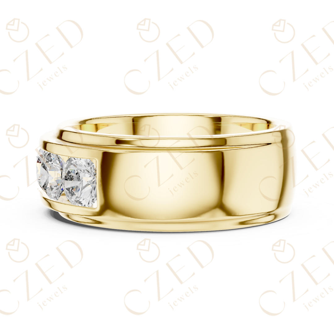 Round Brilliant Channel Set Diamond Men’s Band with Bold Symmetry