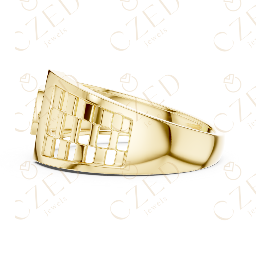 Modern Open Cuff Diamond Cluster Ring with Pavé Accents