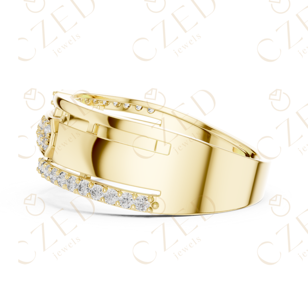 Modern Geometric Round Cut Diamond Statement Band