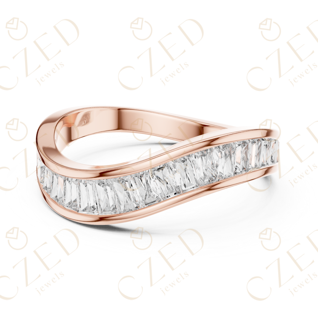 Baguette Cut Diamond Twist Band with Channel Setting