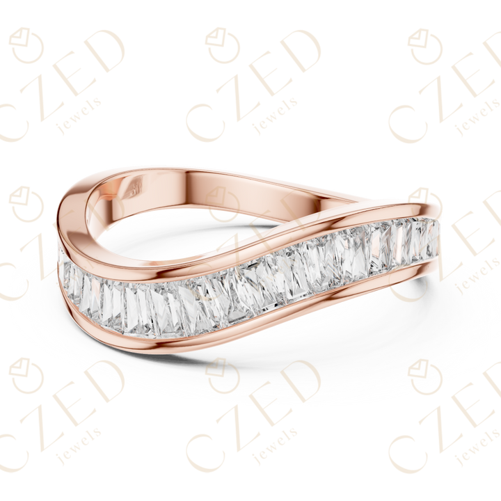 Baguette Cut Diamond Twist Band with Channel Setting