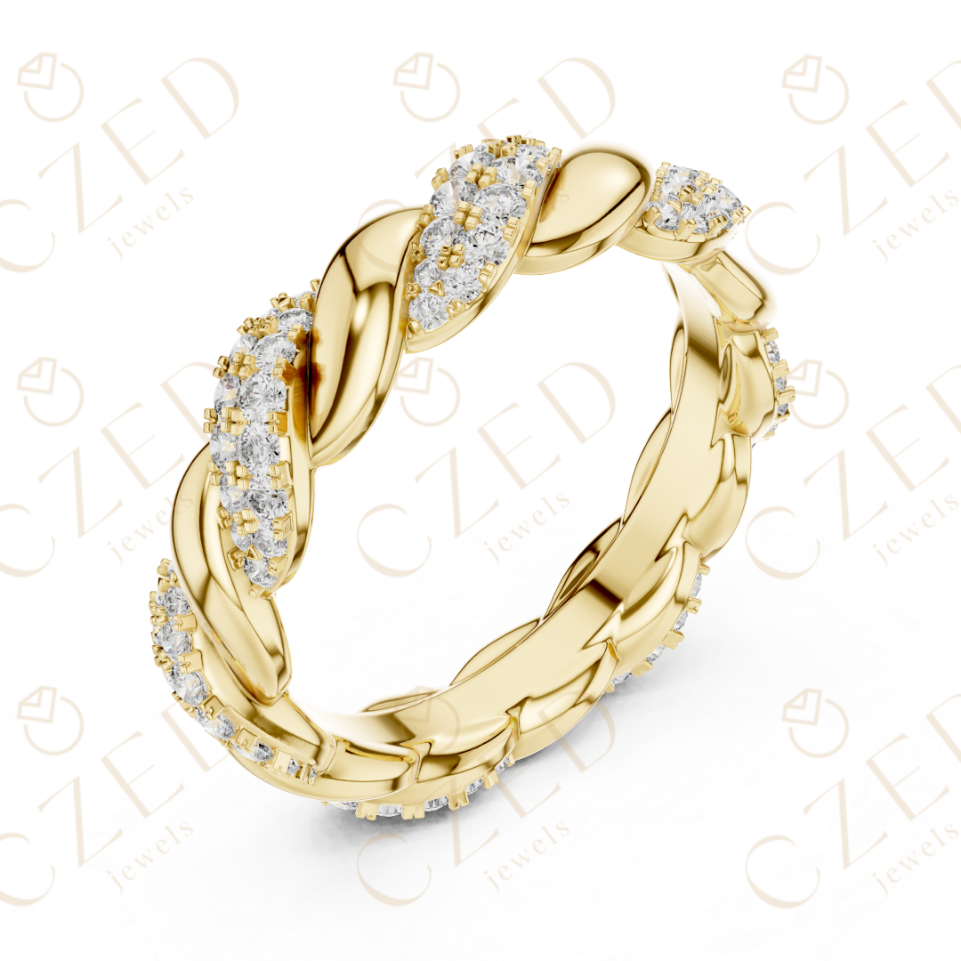 Round Cut Diamond Twisted Eternity Band
