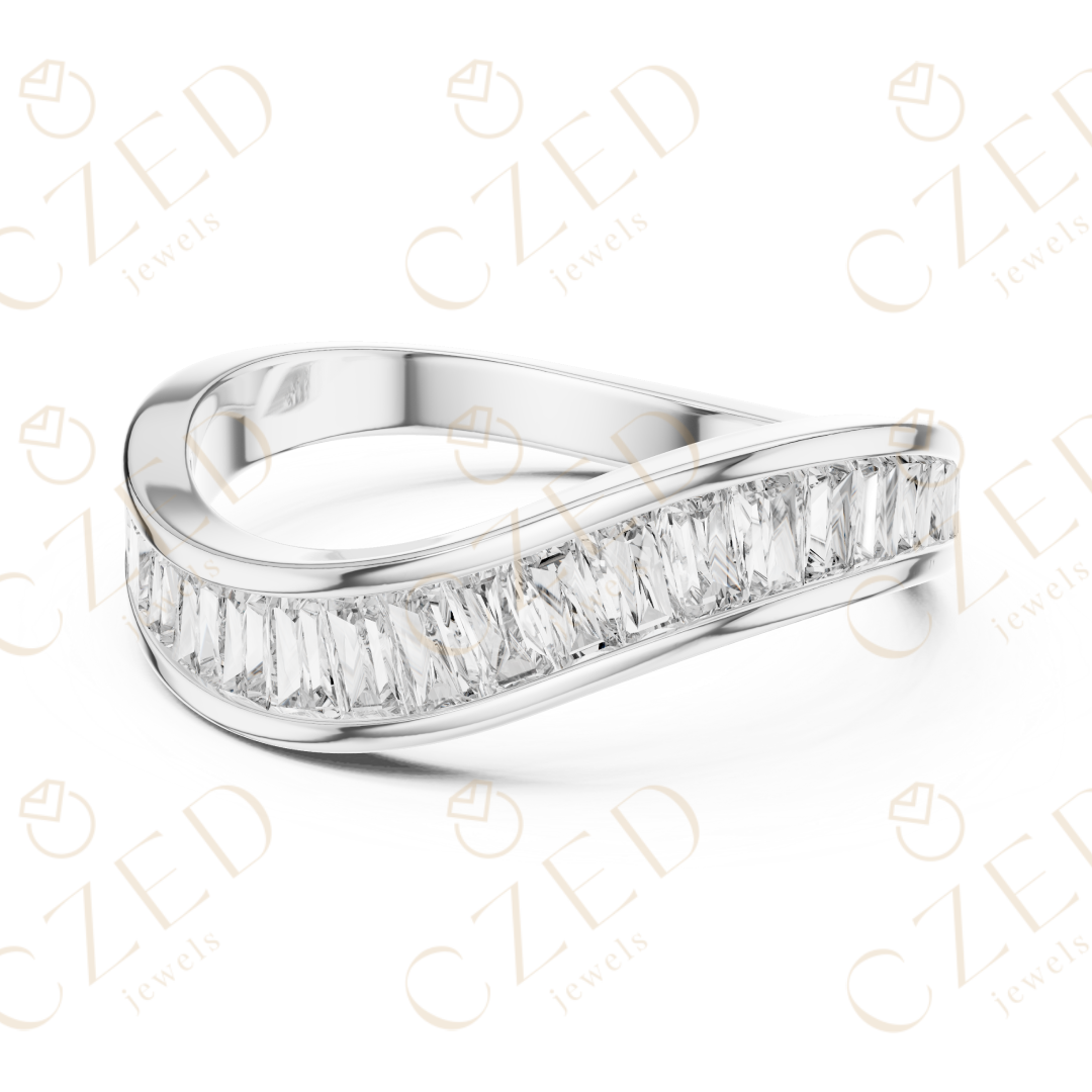 Baguette Cut Diamond Twist Band with Channel Setting