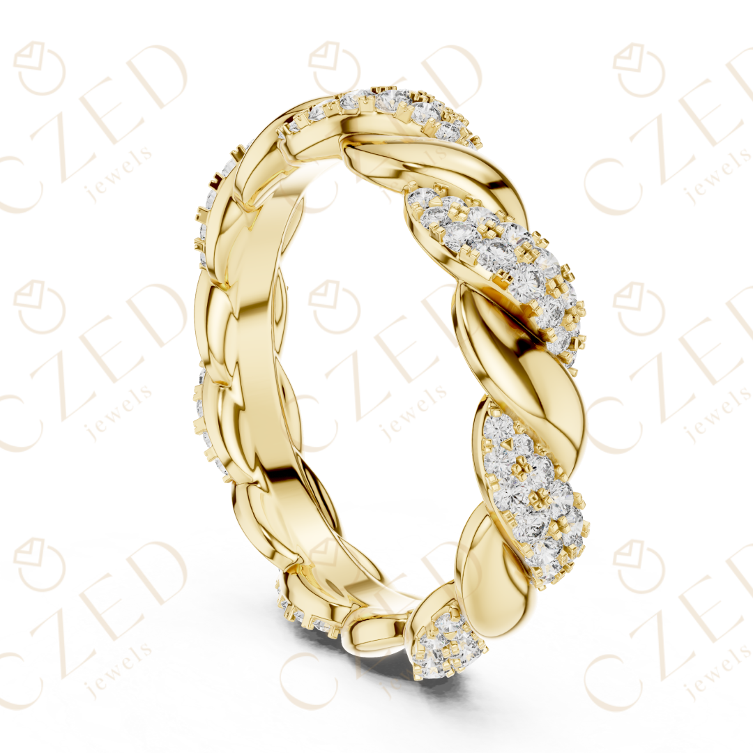 Round Cut Diamond Twisted Eternity Band