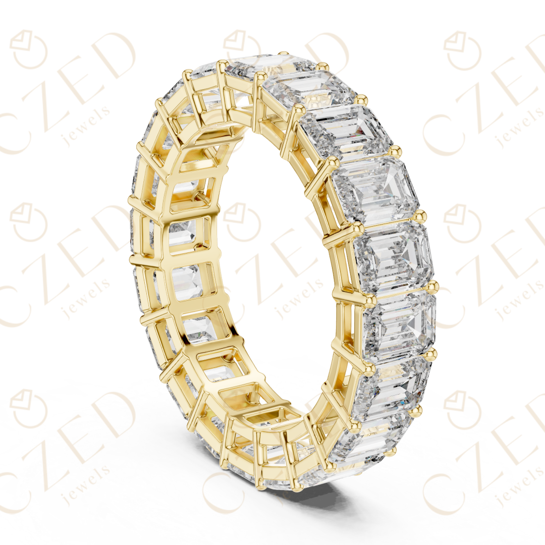 Emerald Cut Diamond Eternity Band Ring with Seamless Brilliance