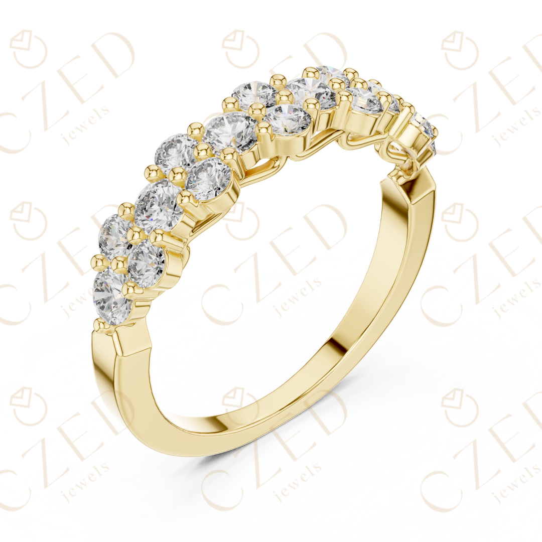 Round Brilliant Diamond Band Ring with Graduated Collet Setting