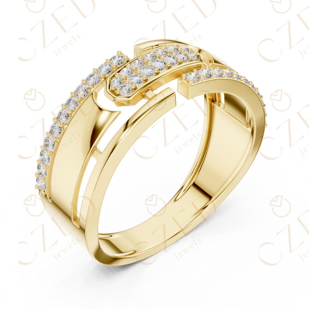 Modern Geometric Round Cut Diamond Statement Band