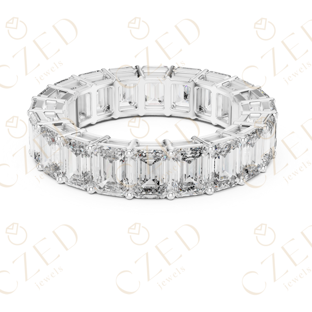 Emerald Cut Diamond Eternity Band Ring with Seamless Brilliance