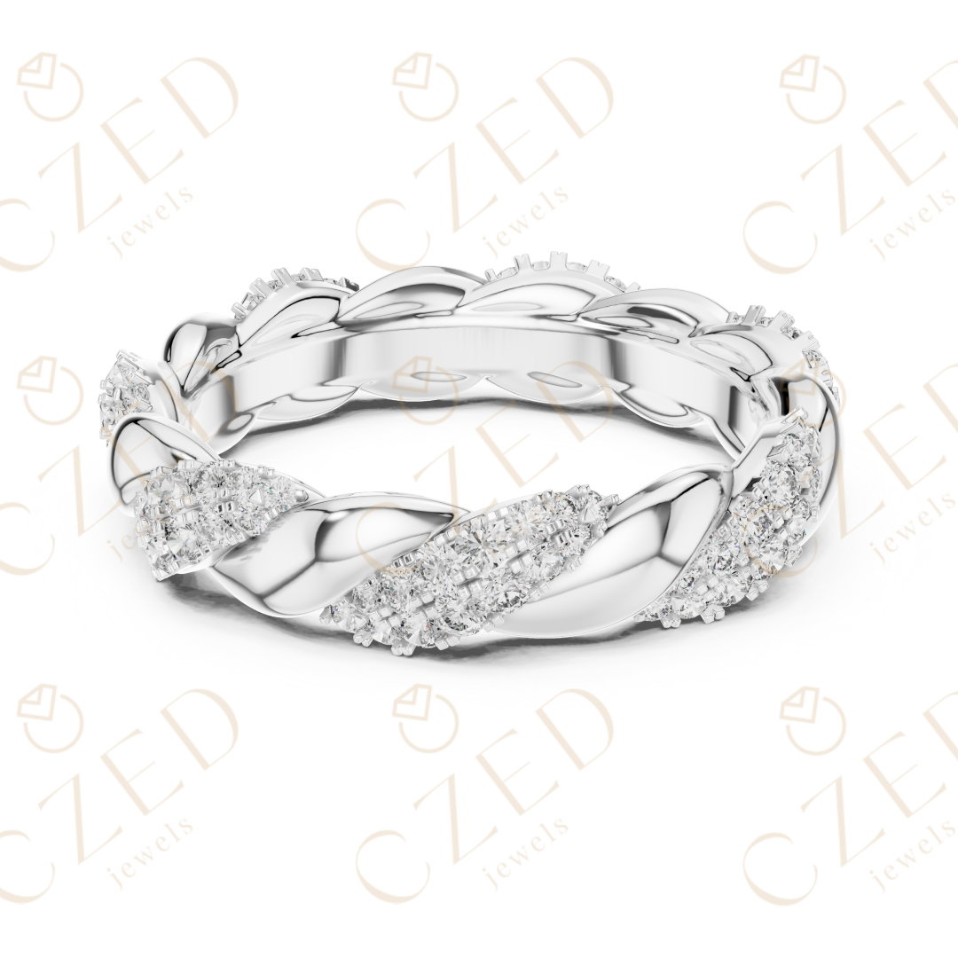 Round Cut Diamond Twisted Eternity Band