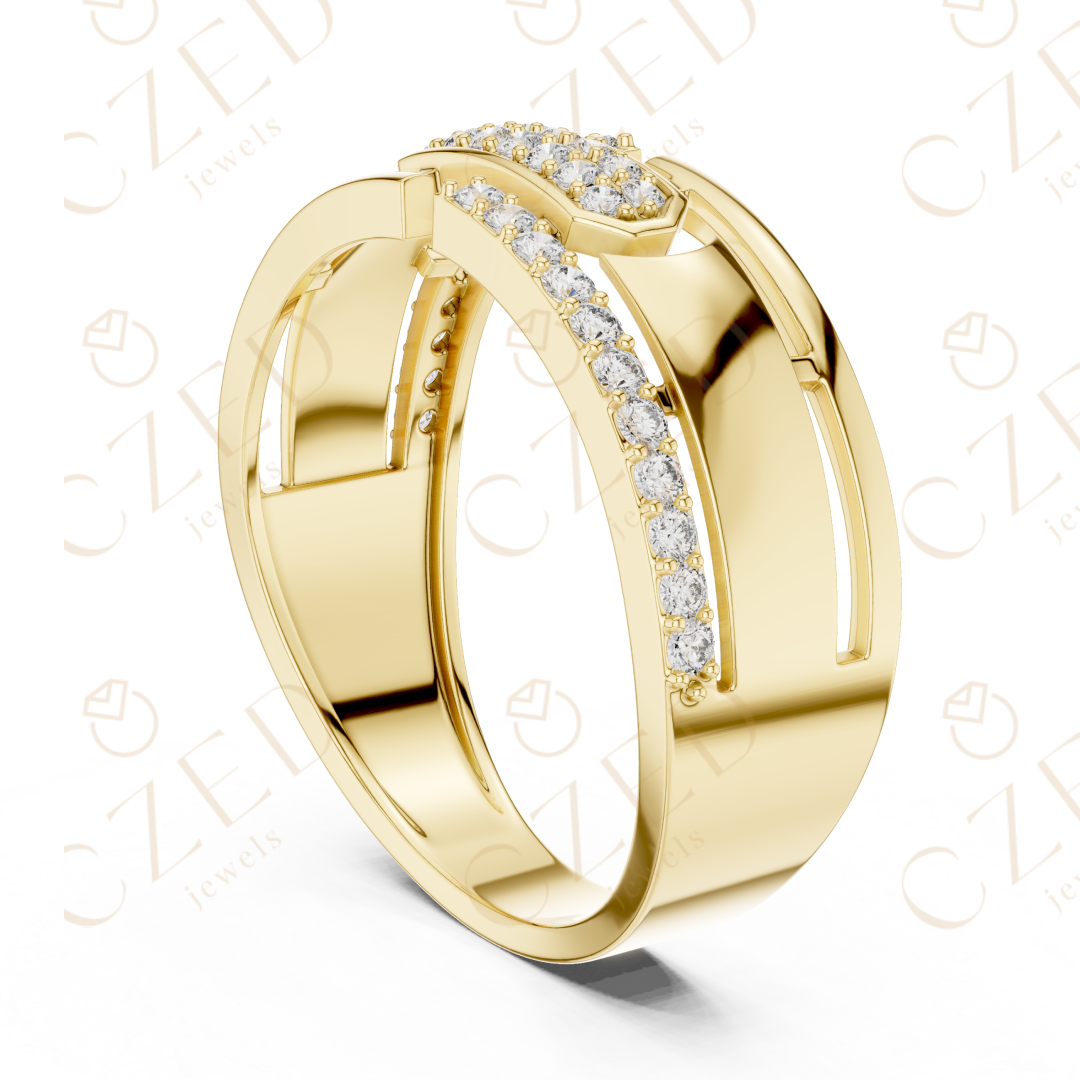 Modern Geometric Round Cut Diamond Statement Band