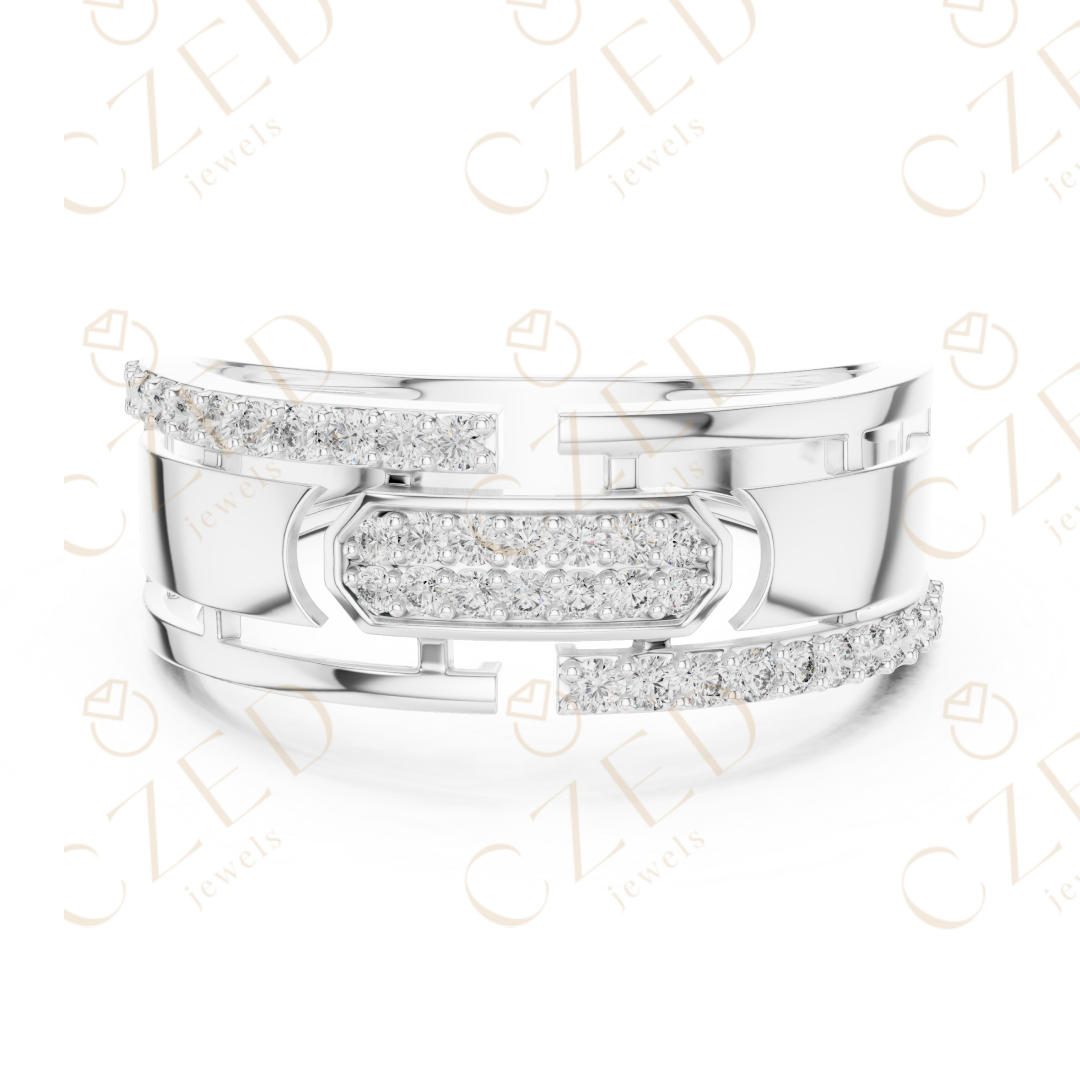 Modern Geometric Round Cut Diamond Statement Band