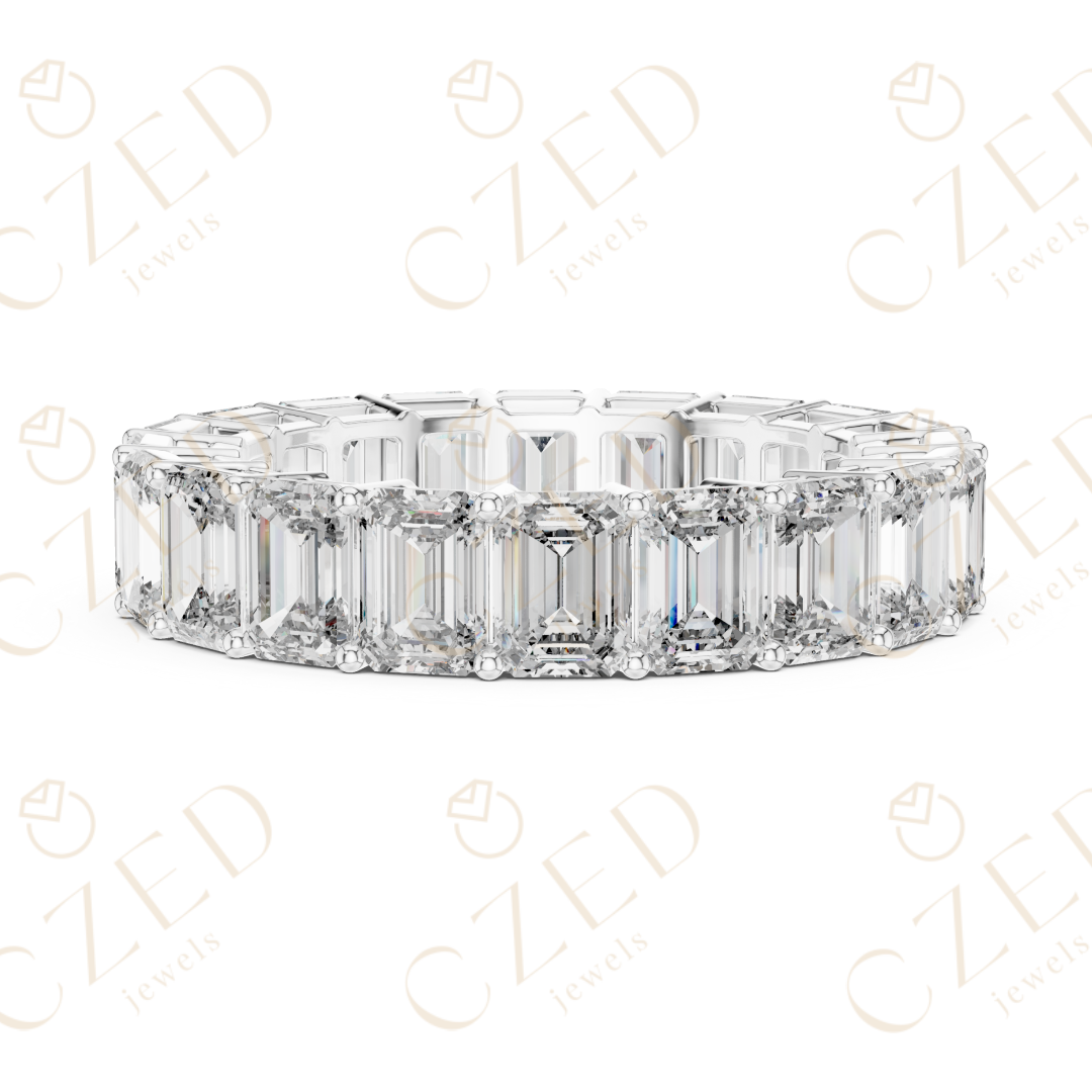 Emerald Cut Diamond Eternity Band Ring with Seamless Brilliance