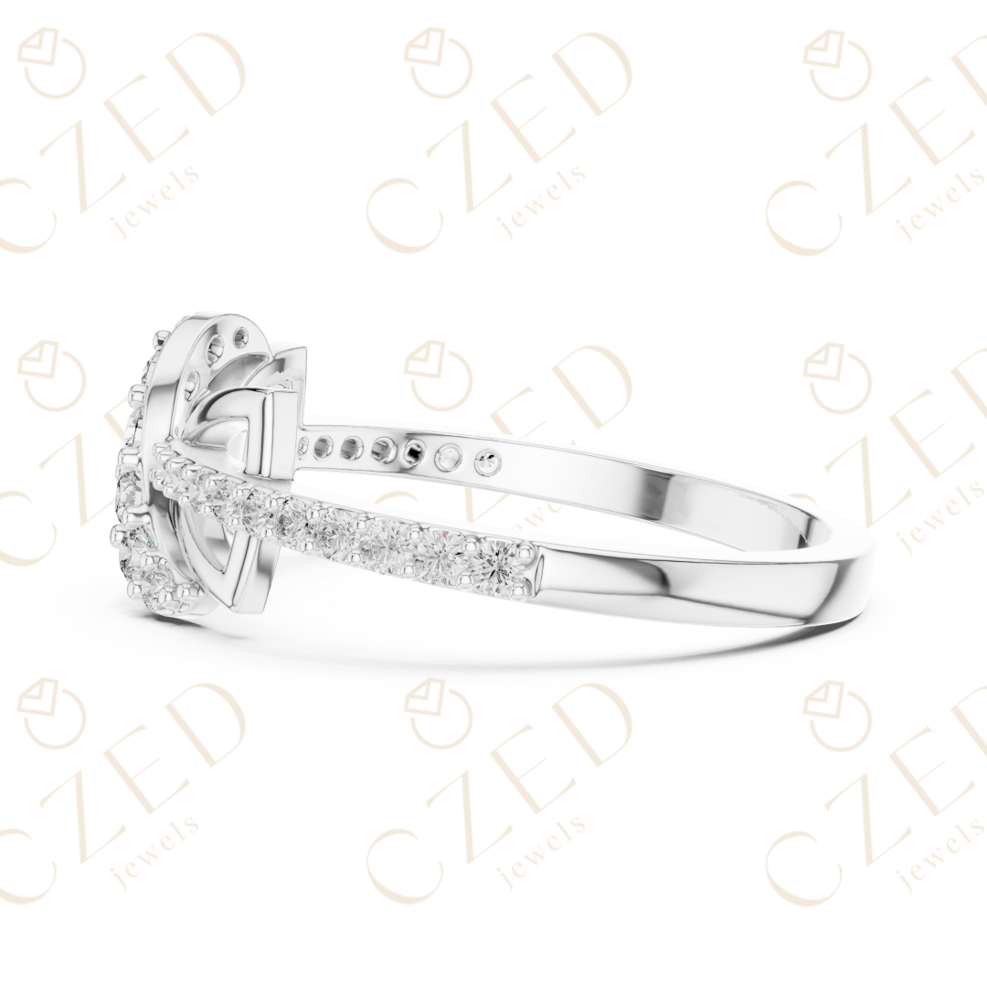 Round Cut Diamond Twist Infinity Fashion Ring with Pavé Accents