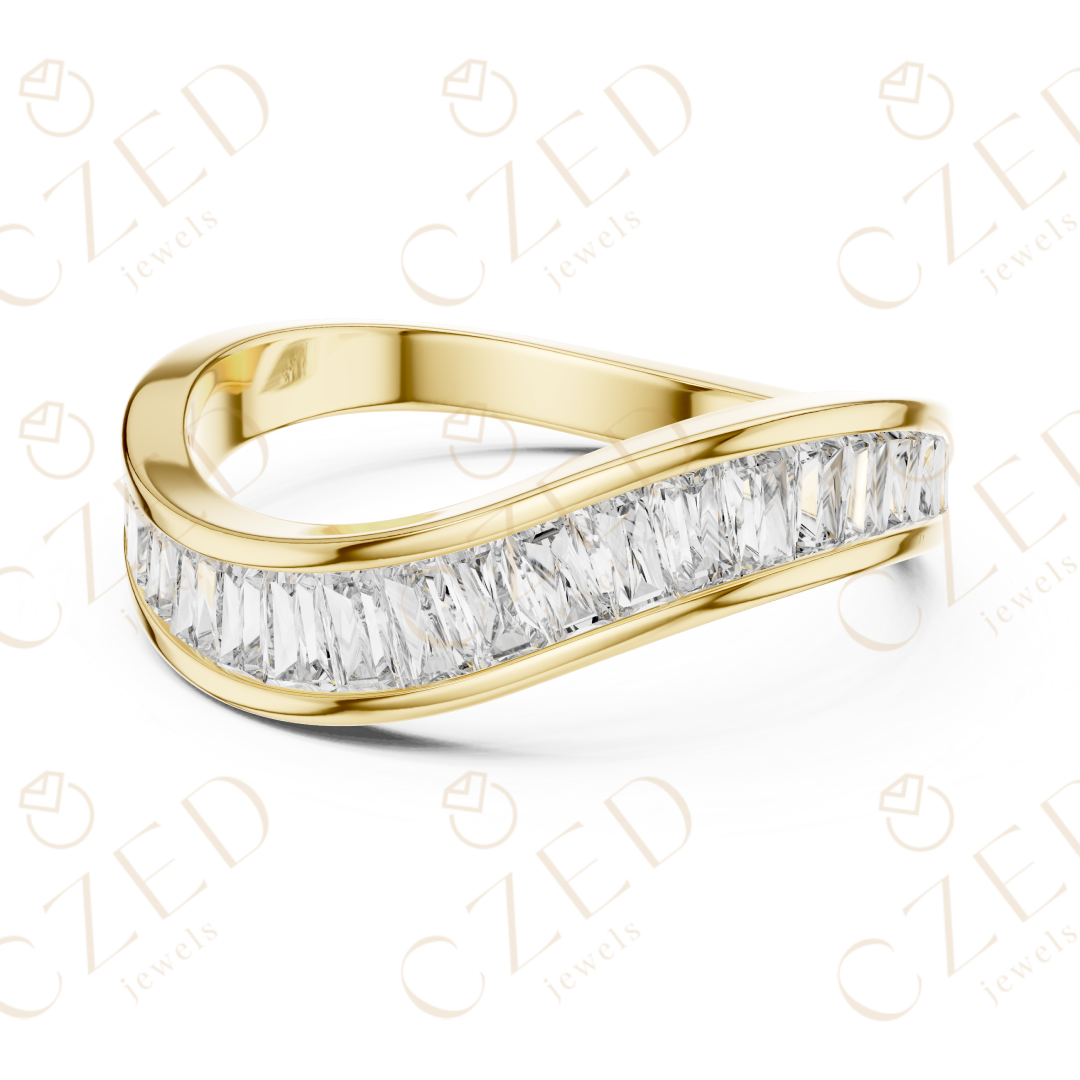 Baguette Cut Diamond Twist Band with Channel Setting