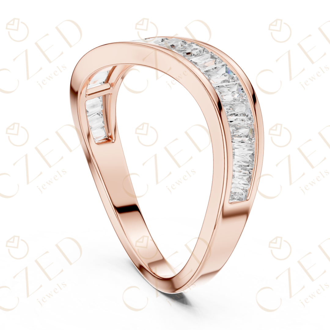 Baguette Cut Diamond Twist Band with Channel Setting