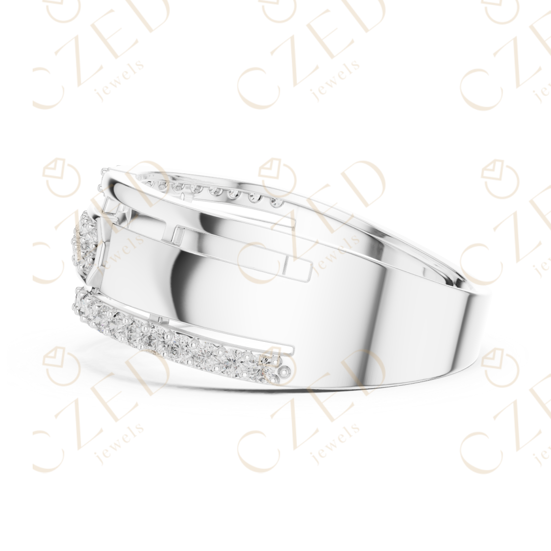 Modern Geometric Round Cut Diamond Statement Band